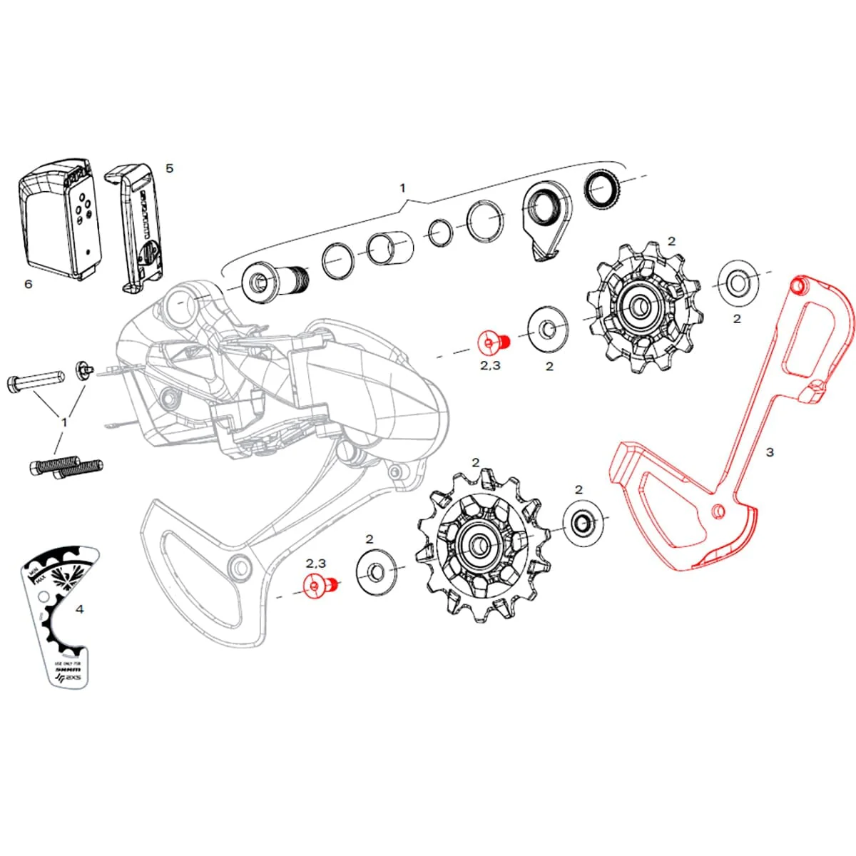 12V SRAM X01 EAGLE AXS Polar Schaltwerk Innenring