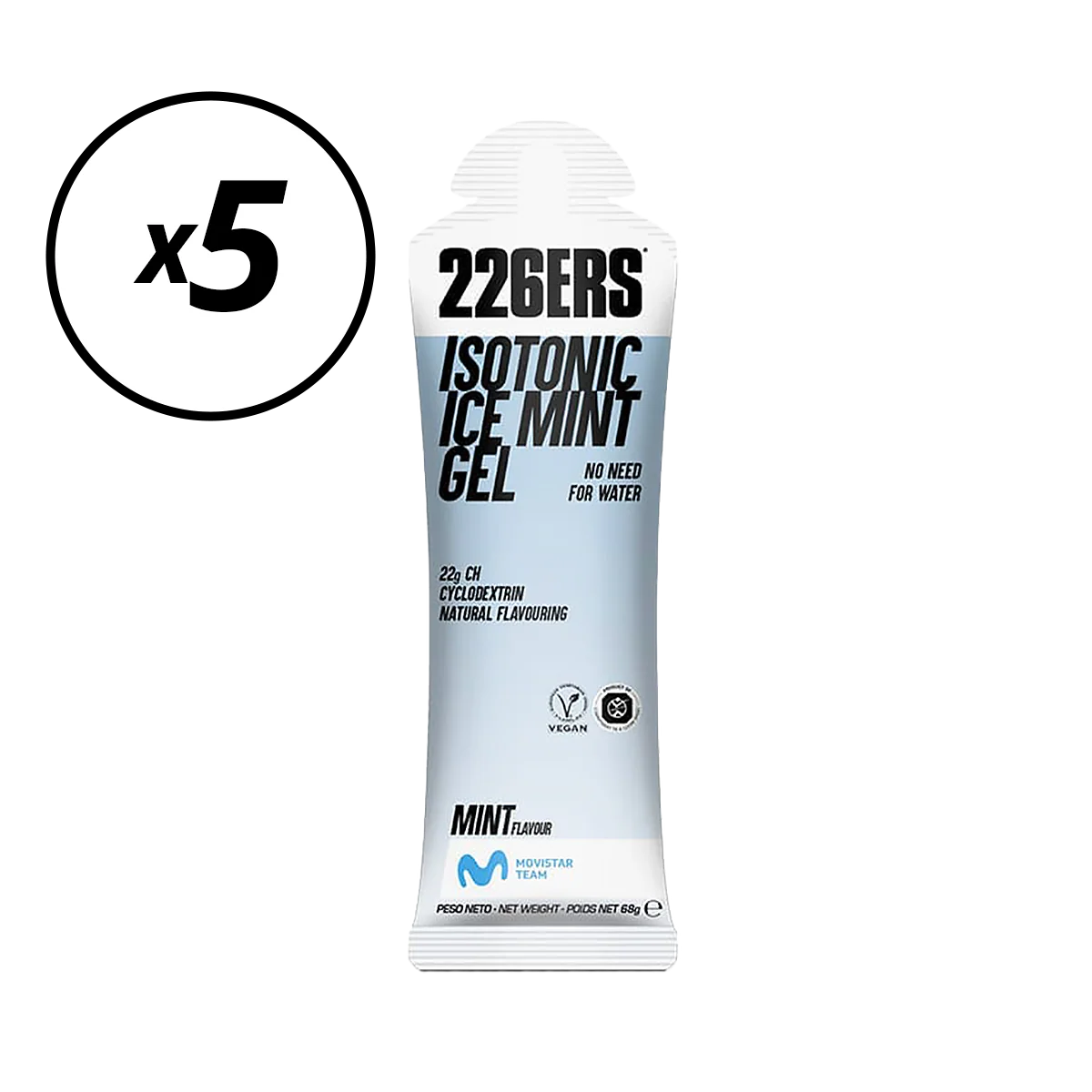 5er-Pack Energiegele 226ERS ISOTONIC (68G) Minze MHD abgelaufen