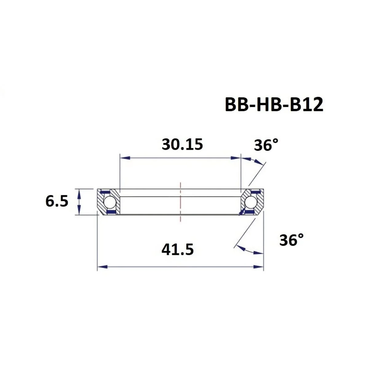 BLACK BEARING B12 30.15x41.5x6.5mm 36/36° 1-1/8" Steuerlager - Image 2