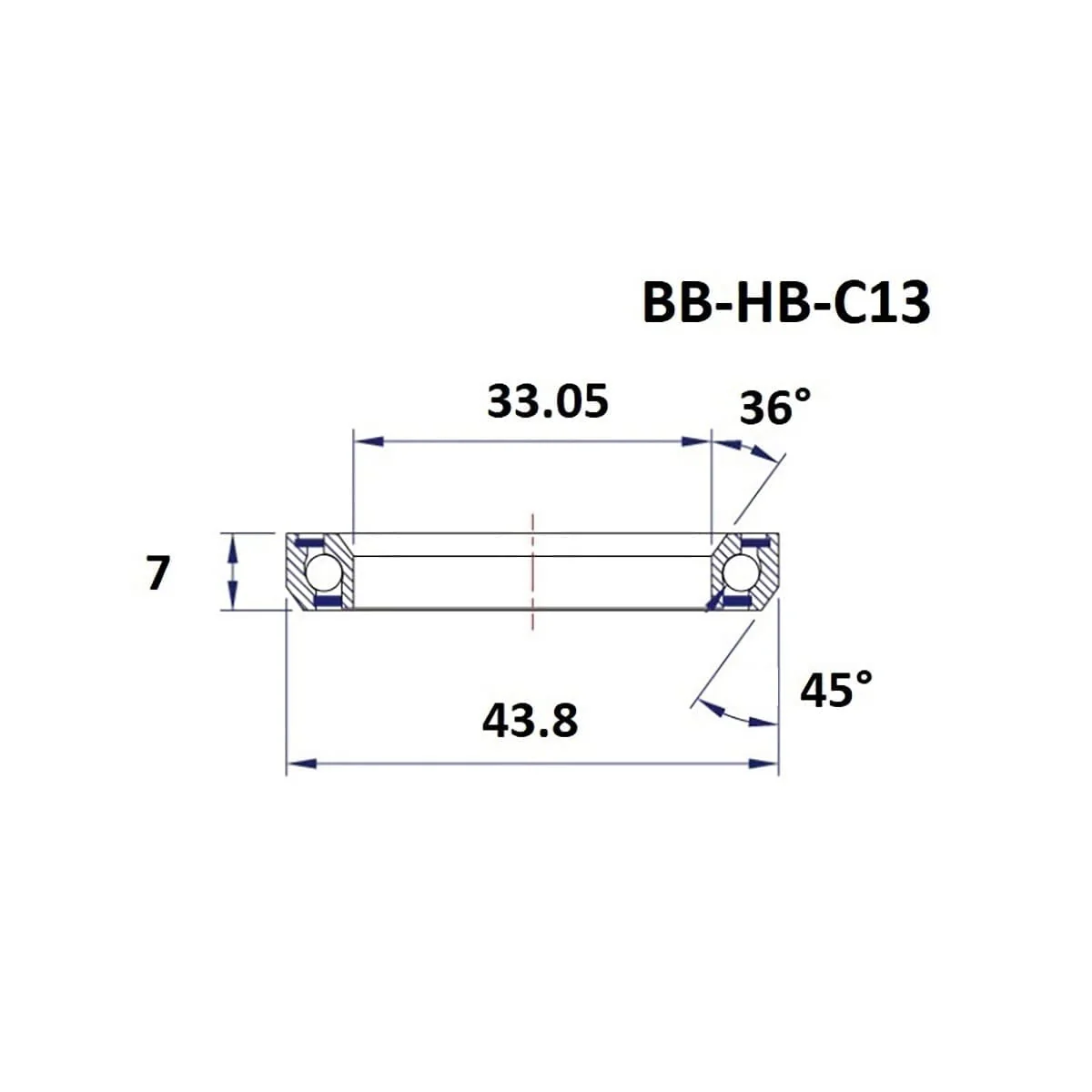 BLACK BEARING C13 36/45° Lenkkopflager (33.05 x 43.8 x 7 mm) - Image 2