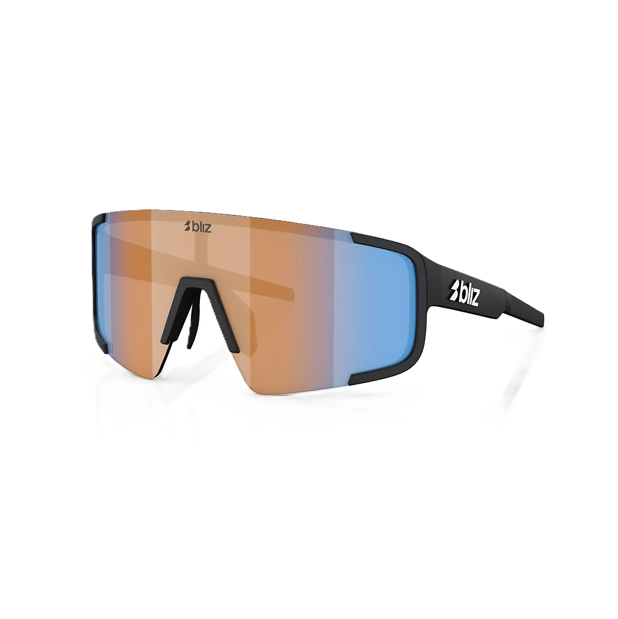 Brille BLIZ P003 Schwarz Matt Glas Coral/Orange Iridiumblau