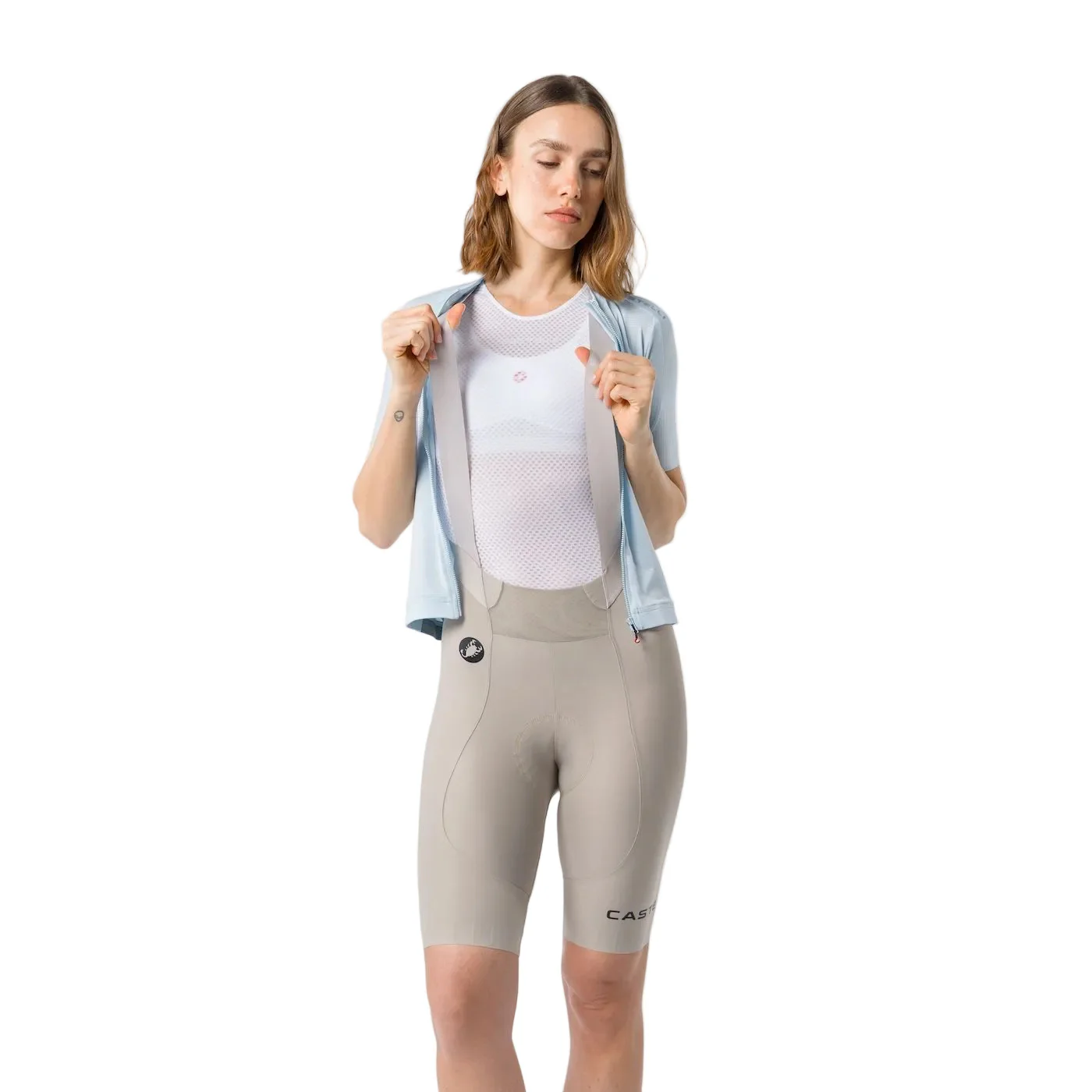 CASTELLI ESPRESSO 2 W DT Damen Kurz Trägerhose Clay Grau - Image 4