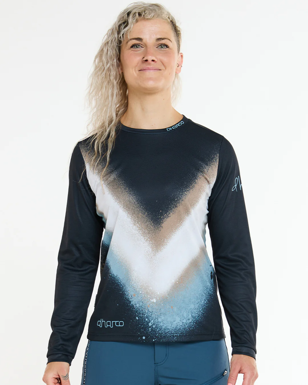 DHARCO GRAVITY GOLDEN STREAK Langarmtrikot Women Schwarz/Blau