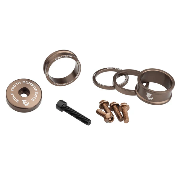 Kit mit Abstandshaltern. Vorbaukappe und Schraube WOLFTOOTH BLING KIT Espresso