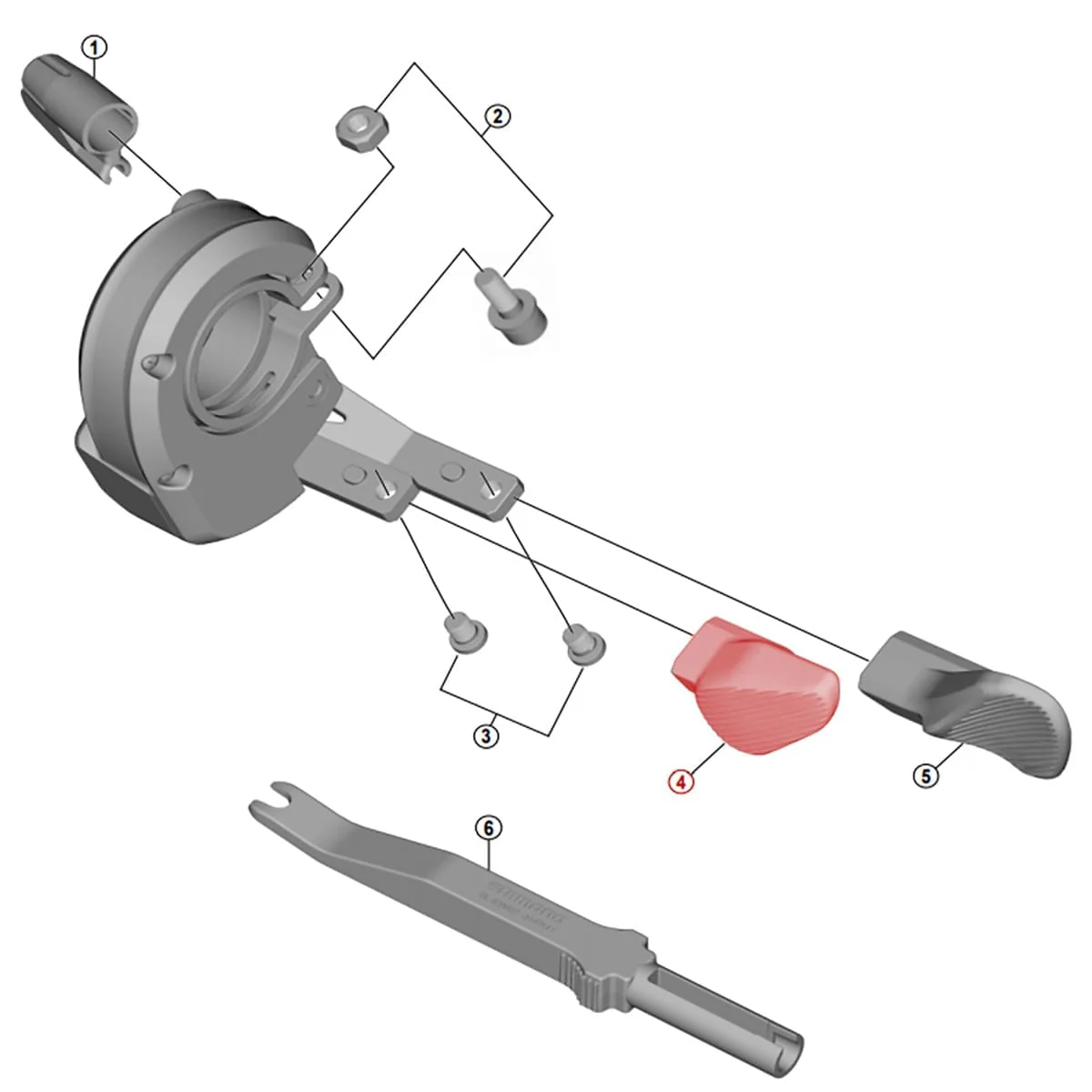 Drücker A für Schalthebel rechts SHIMANO XT Di2 SW-M8050 #Y0B200015