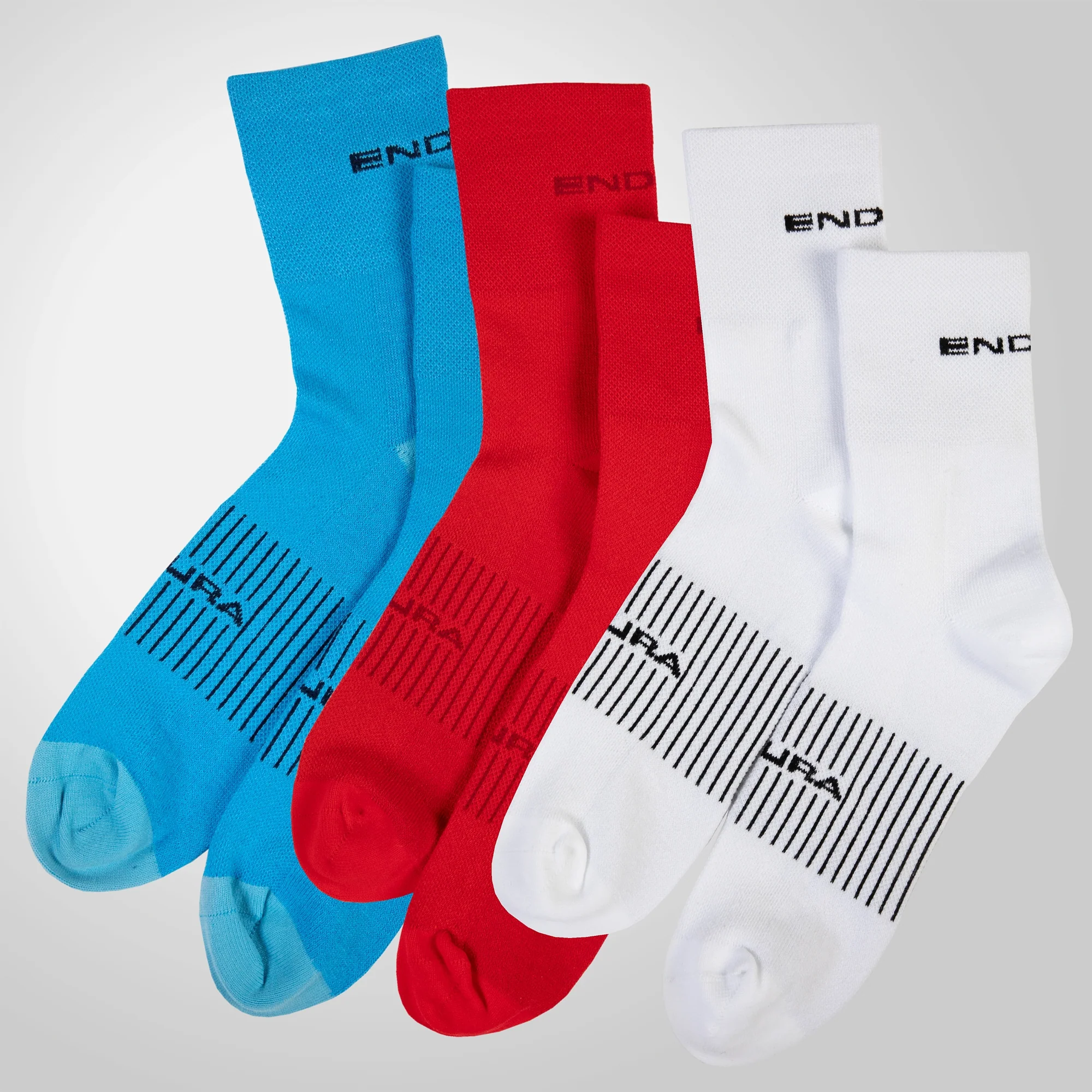 ENDURA COOLMAX RACE 3 Paar Socken Weiß/Blau/Rot - Image 3