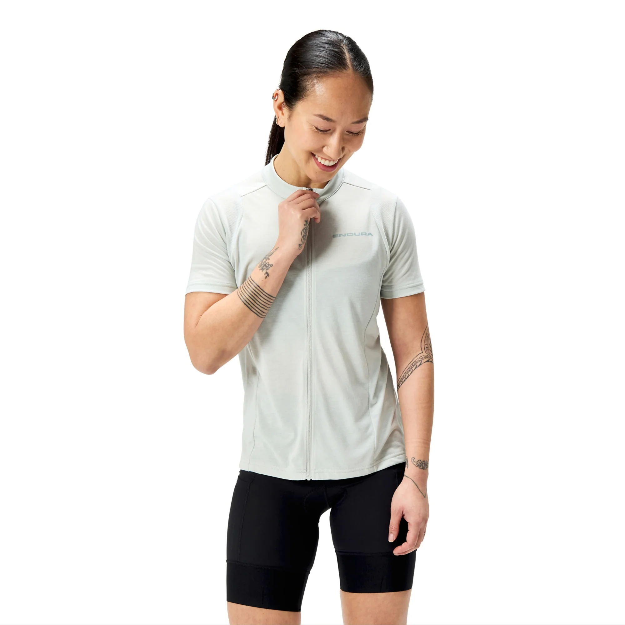 ENDURA LOOP ZIPPED Trikot Kurzarm Damen Grau
