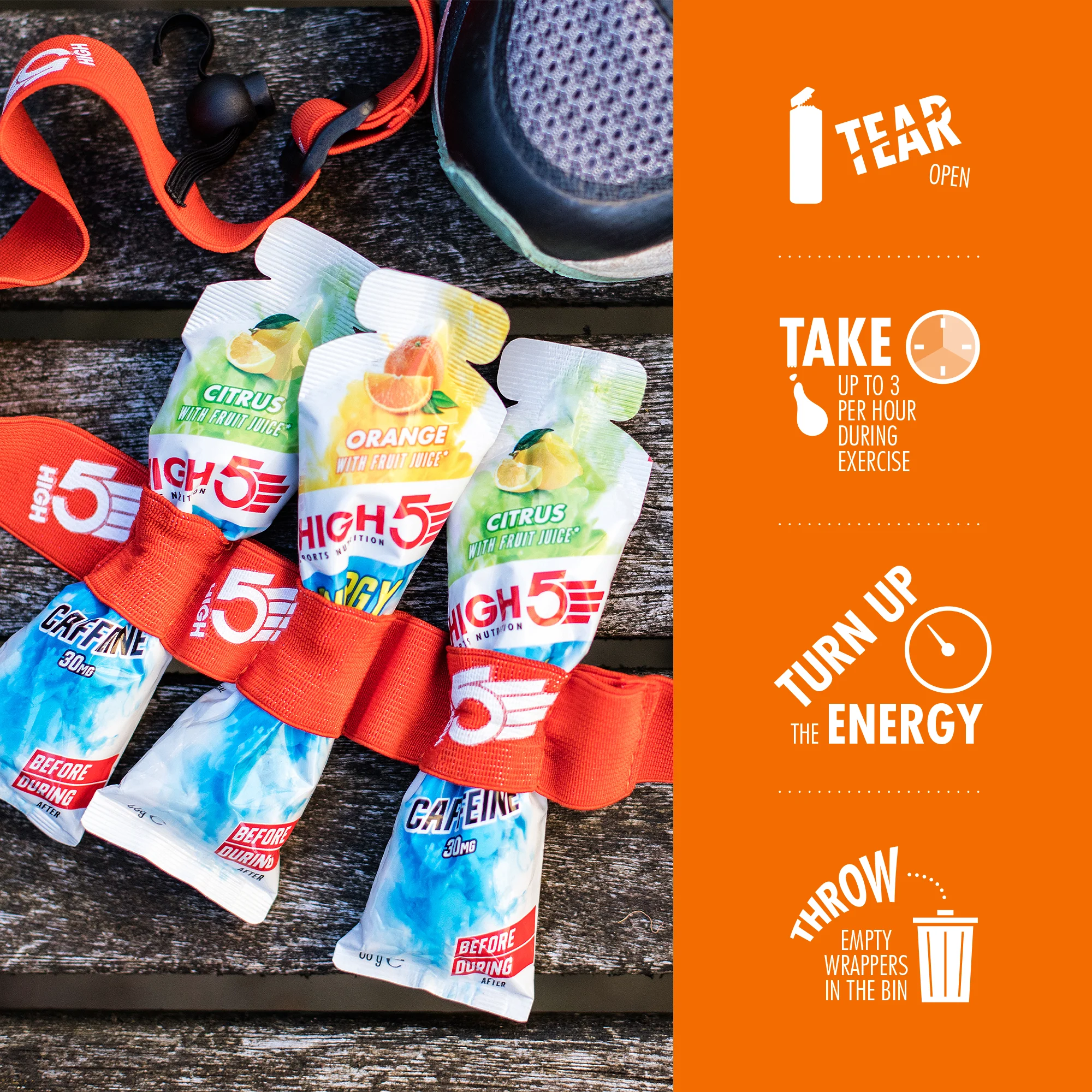 Energie-Gel HIGH5 ENERGY GEL Aqua (66g) Orange - Image 4