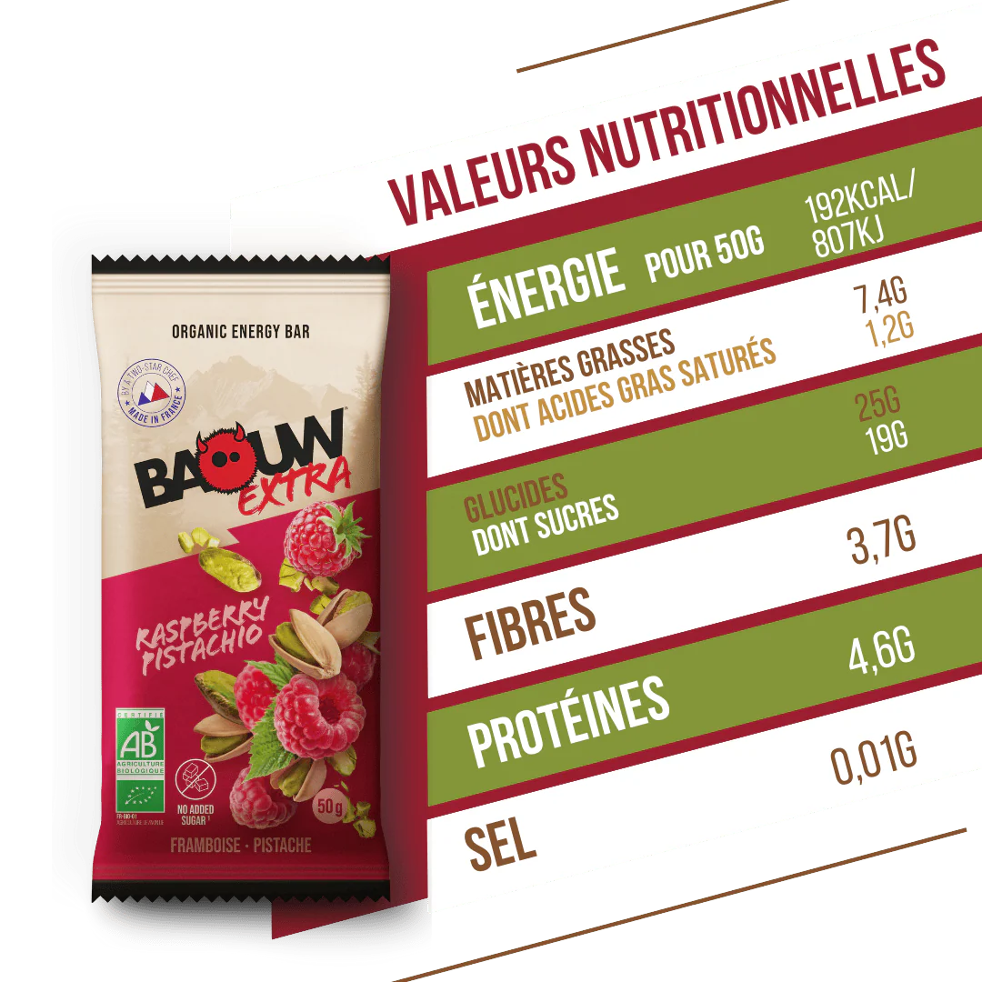 Energieriegel BAOUW BIO EXTRA Himbeer-Pistazie (50g) - Image 4