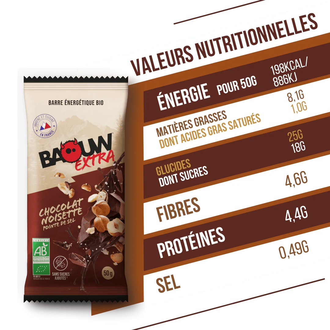 Energieriegel BAOUW BIO EXTRA Schoko-Haselnuss (50g) - Image 4