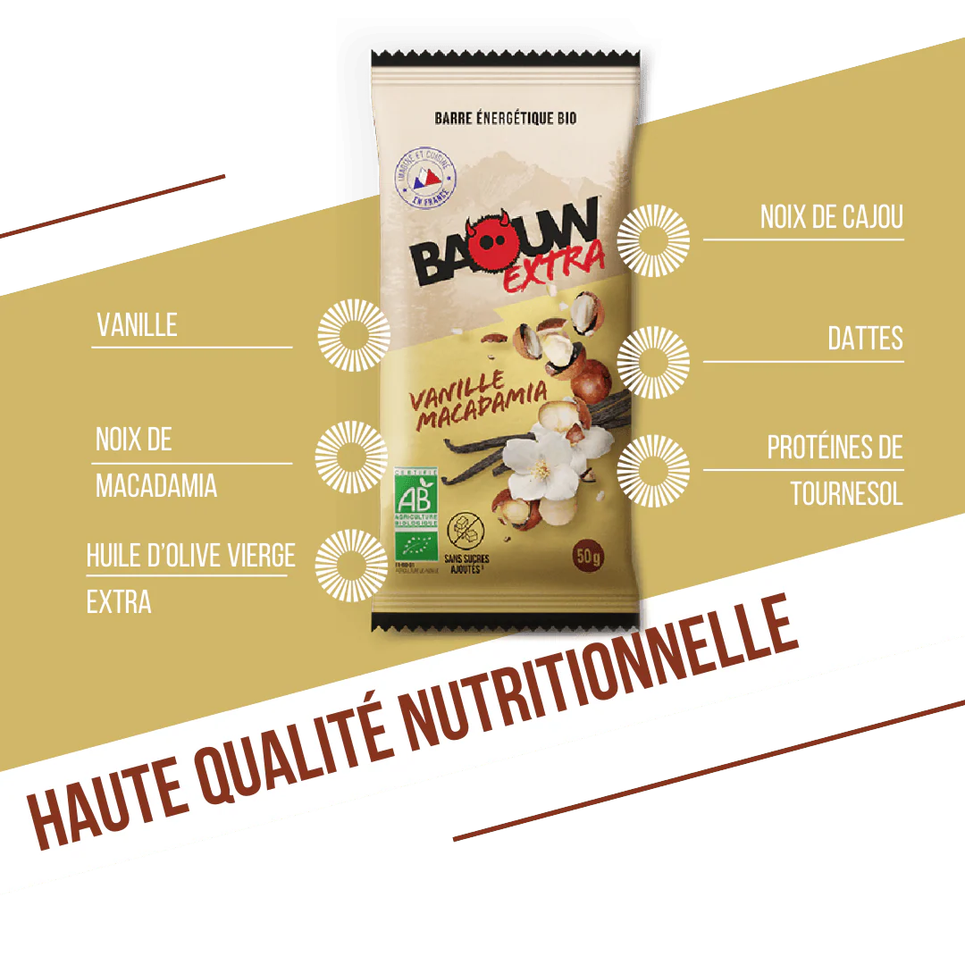 Energieriegel BAOUW BIO EXTRA Vanille-Macadamia (50g) - Image 3
