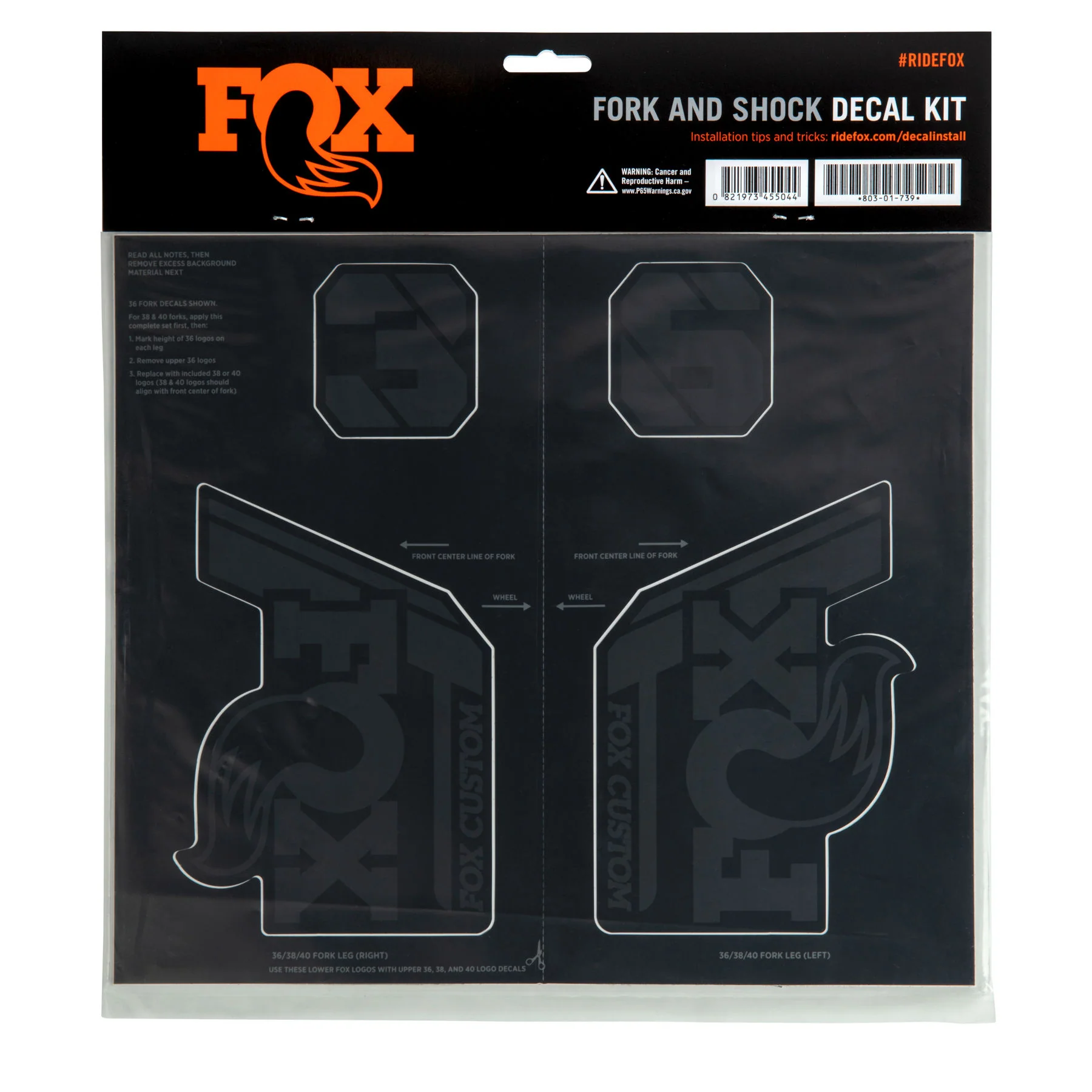 FOX Stickers Kit Gabel und Stoßdämpfer Schwarz - Image 2