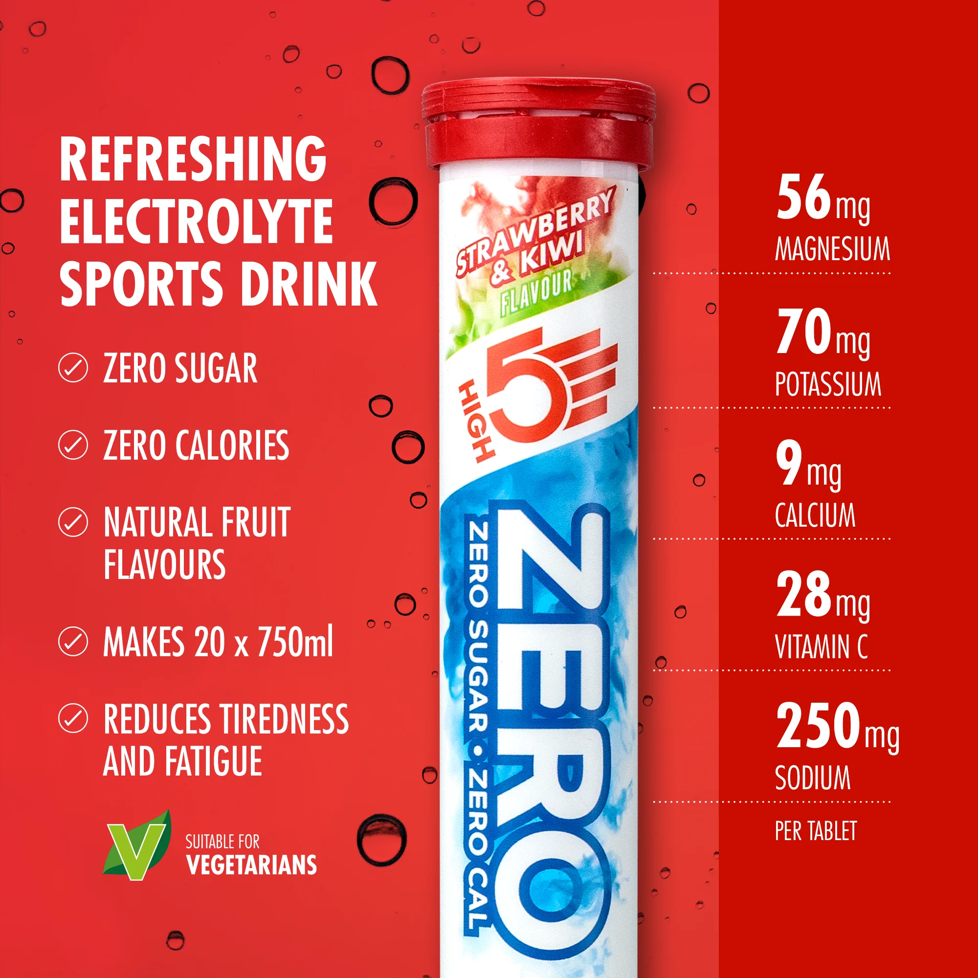 HIGH5 ZERO Elektrolyt-Hydratationstabletten (x20) Erdbeer-Kiwi - Image 2