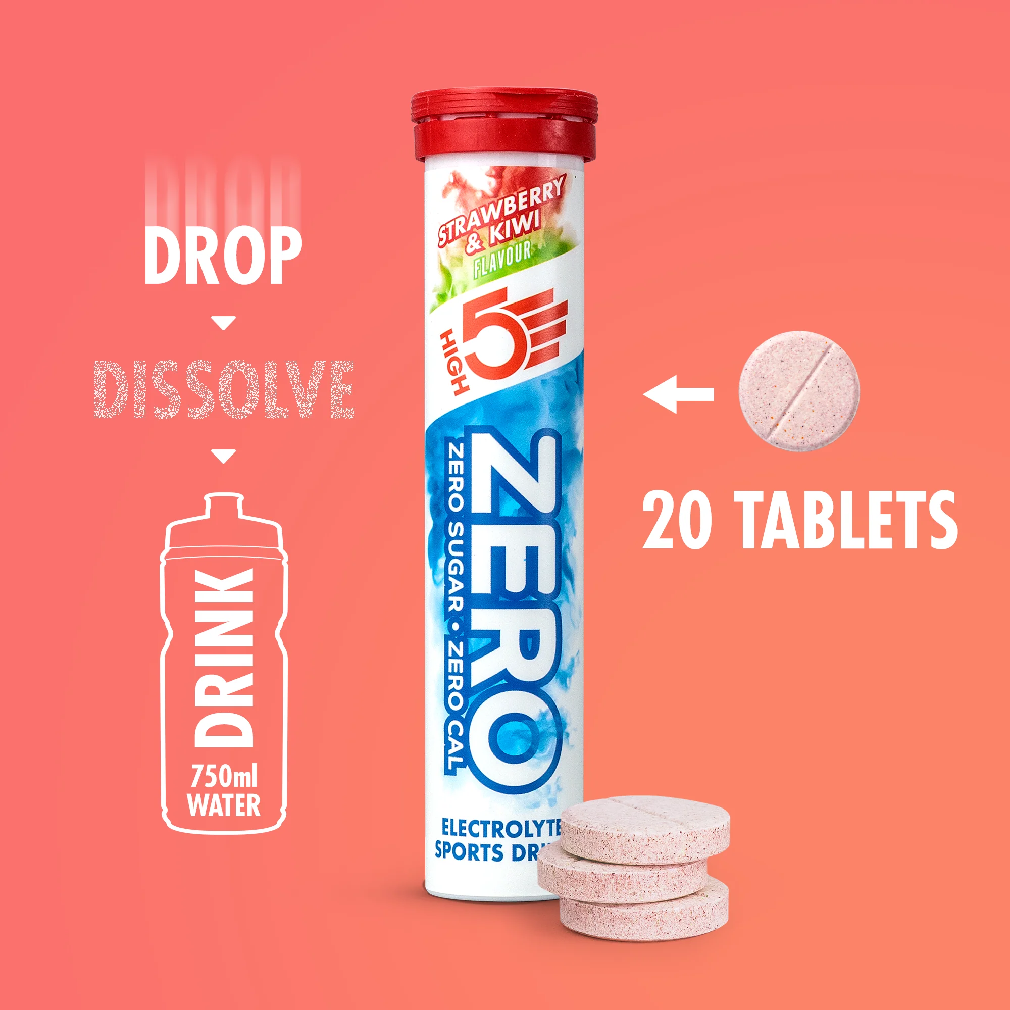 HIGH5 ZERO Elektrolyt-Hydratationstabletten (x20) Erdbeer-Kiwi - Image 3