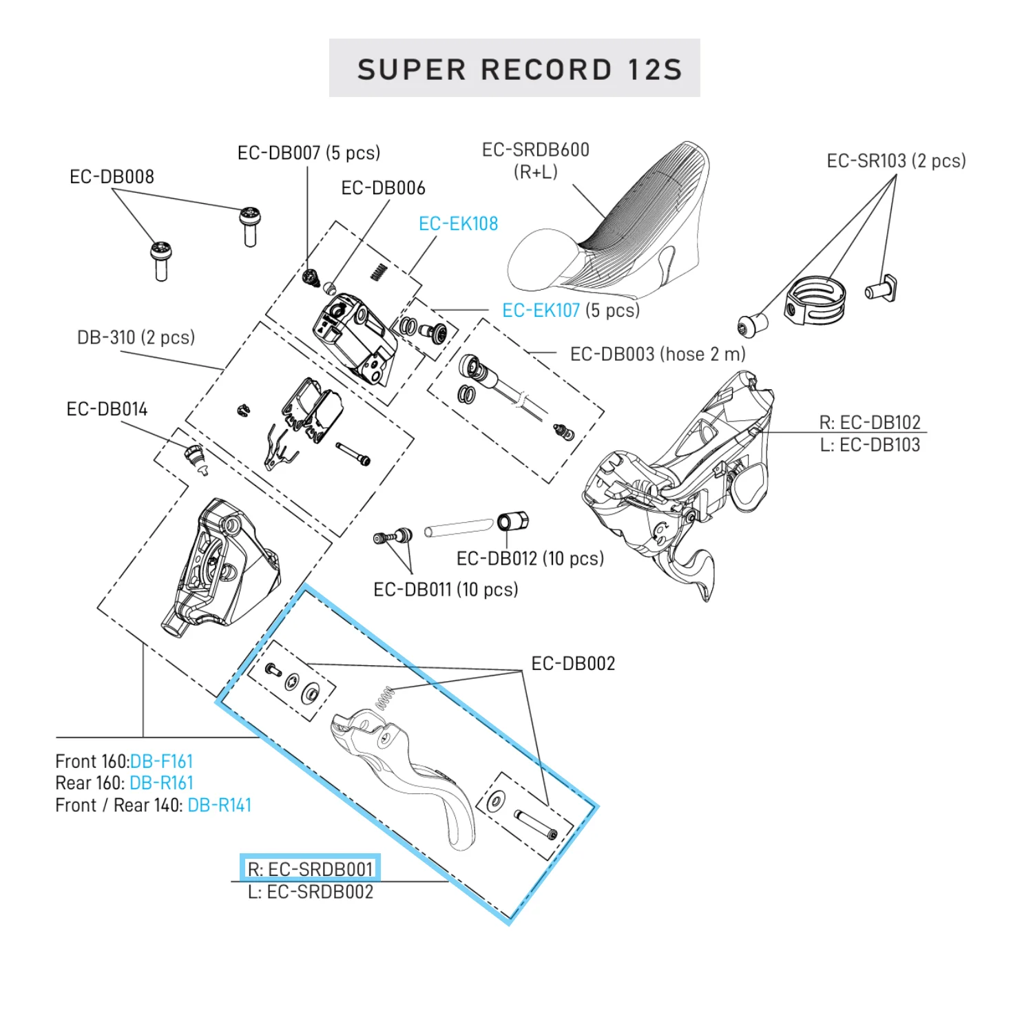 Hebel Nur Bremse Rechts CAMPAGNOLO SUPER RECORD 12V DISC - Image 2