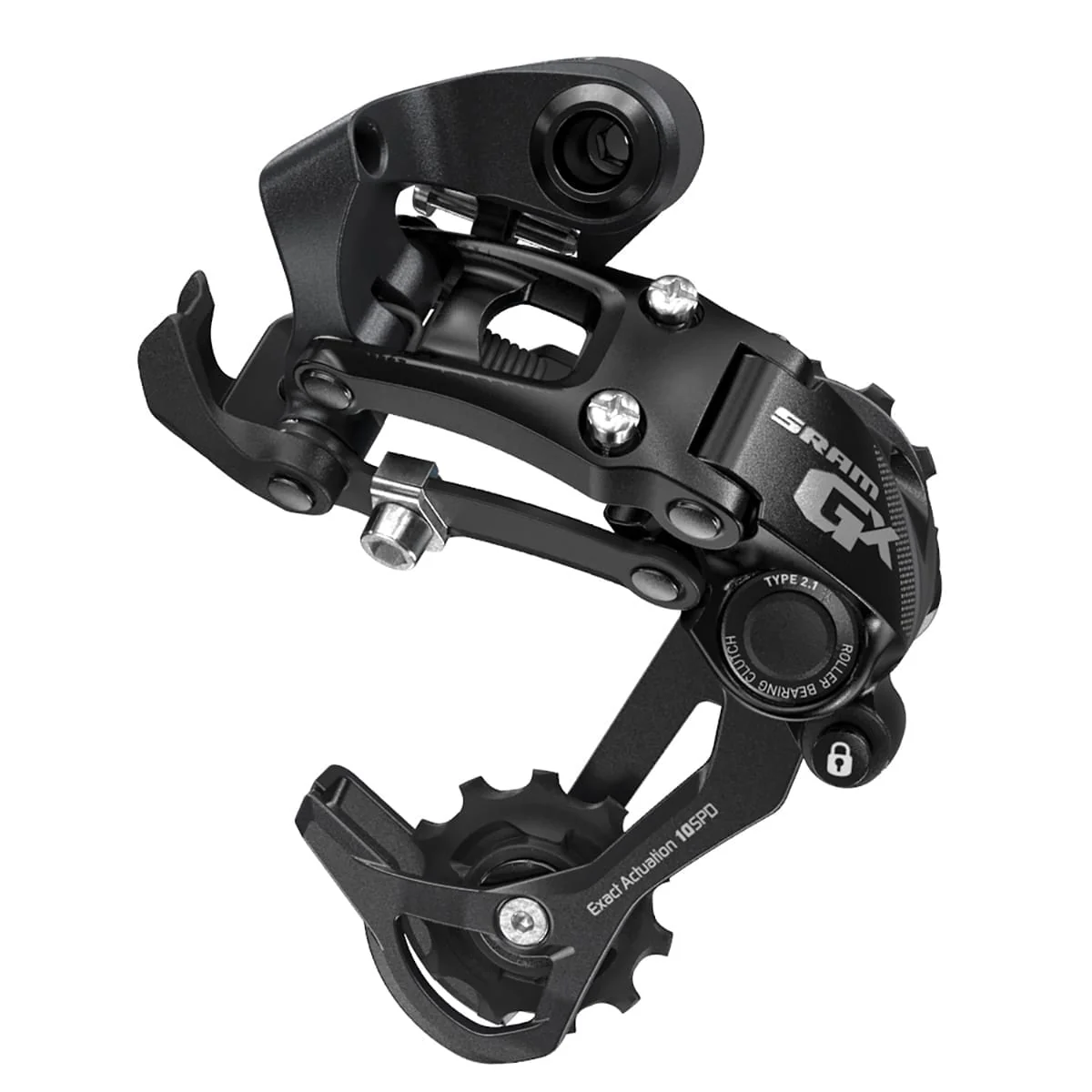 Hinterer Umwerfer SRAM GX TYPE 2.1 10V Langes Kettenblatt Schwarz