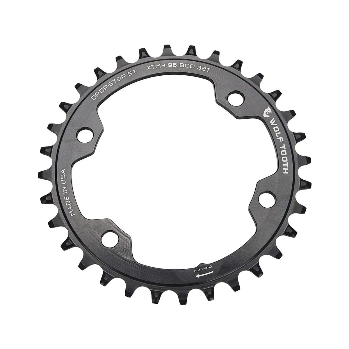 Kettenblatt Mono WOLF TOOTH 96 BCD 12V Shimano 4 Loch 96mm Schwarz