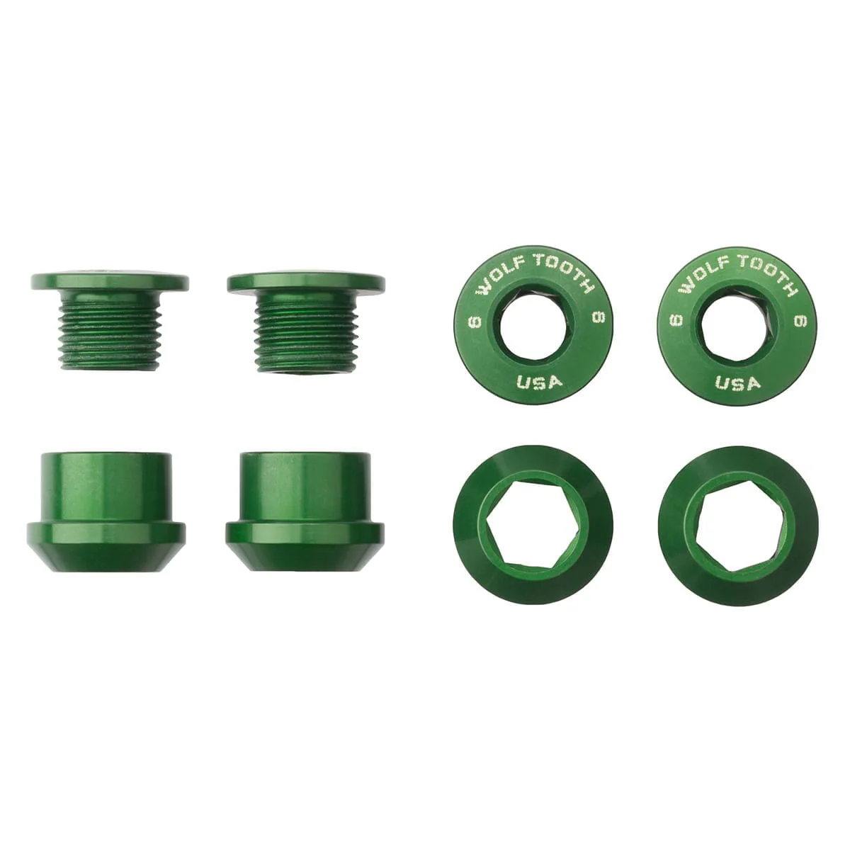 Kit 4 Schrauben und Muttern Schornsteine M8x6 mm WOLF TOOTH Transmission 1X Grün