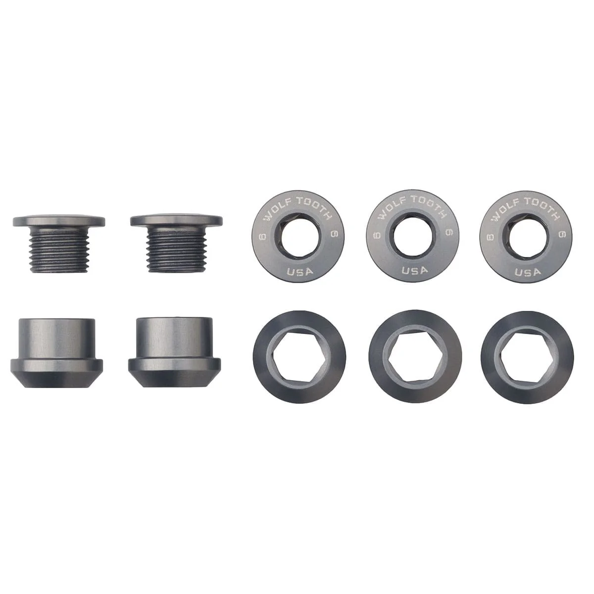 Kit Pedalier 5 Schrauben und Muttern Cheminée M8x6 mm WOLF TOOTH 1X Silber