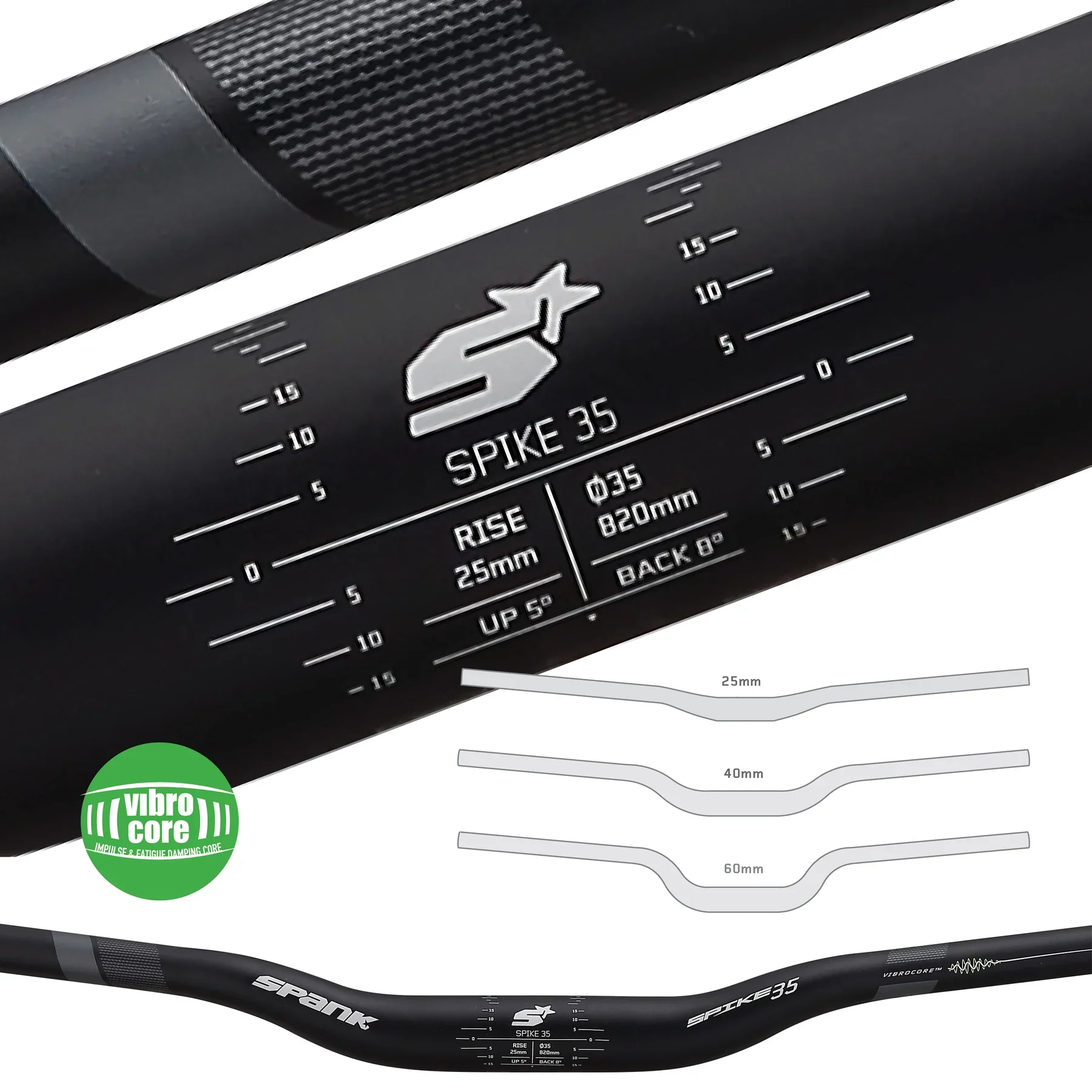 Kleiderbügel SPANK SPIKE 35 VIBROCORE Rise 40mm 820mm Schwarz - Image 4