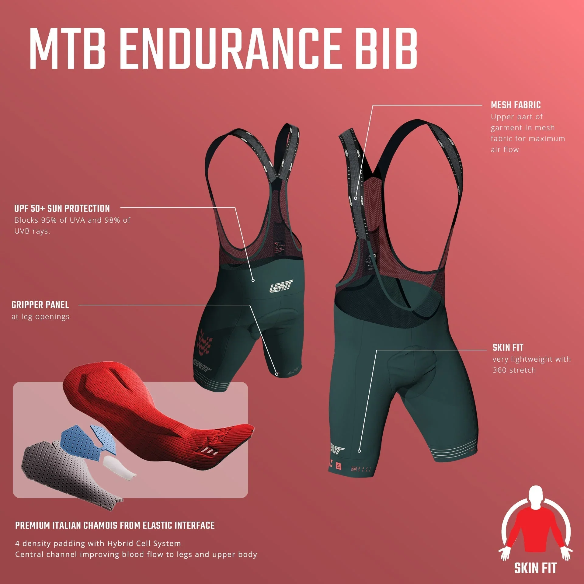 LEATT MTB ENDURANCE 6.0 Kurze Trägerhose Schwarz - Image 3