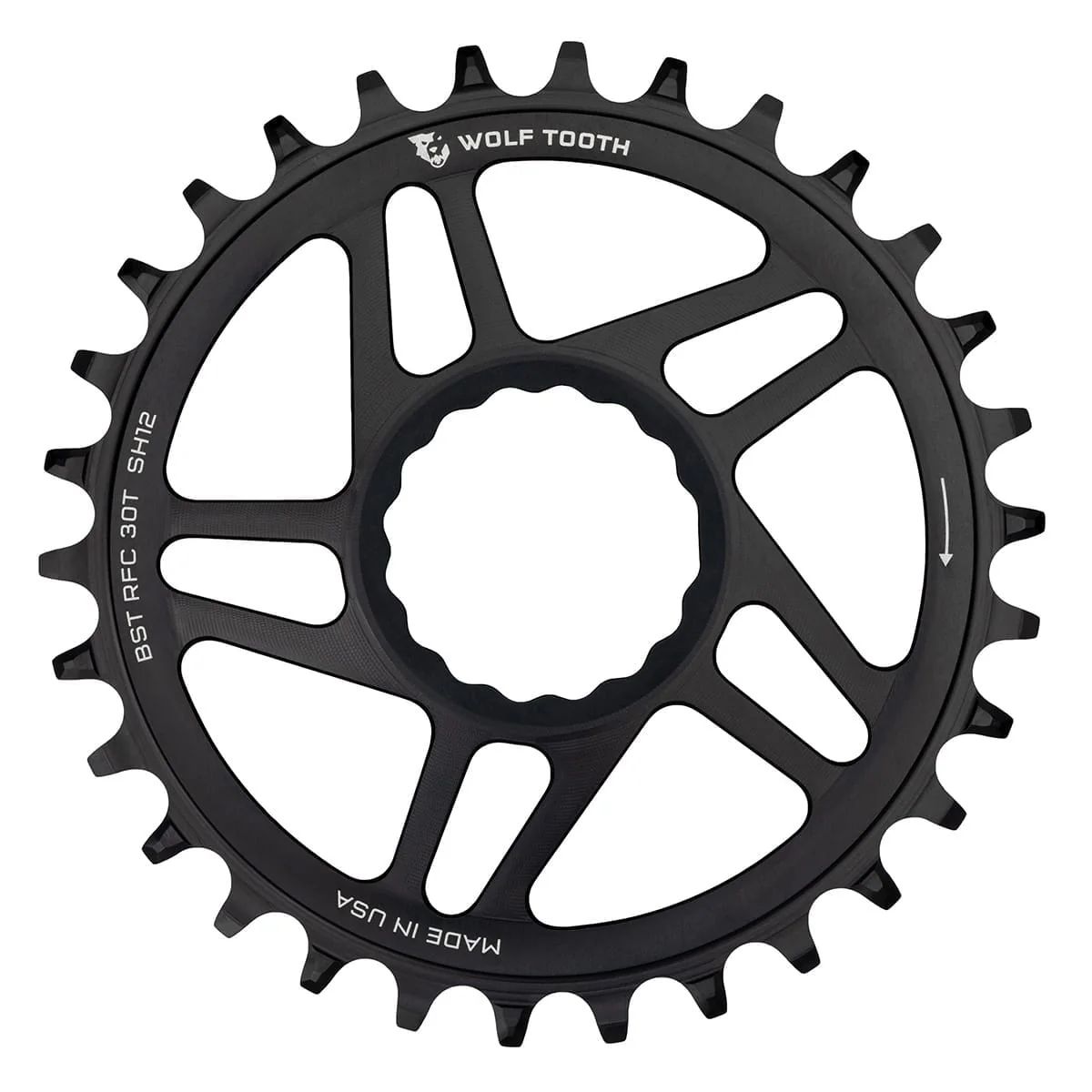Mono Kettenblatt WOLF TOOTH BOOST 12V Raceface CINCH Shimano Direct Mount Offset 3mm Schwarz