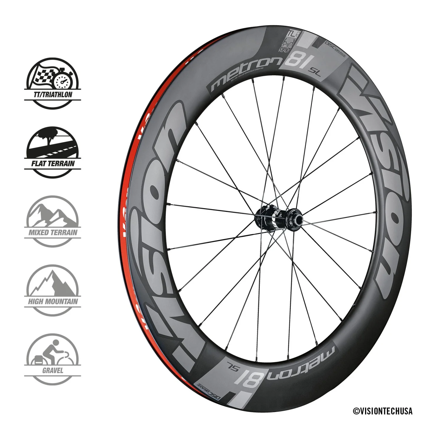 Paar VISION-Laufräder METRON 81 SL DISC Tubeless Ready (Center Lock) - Image 2