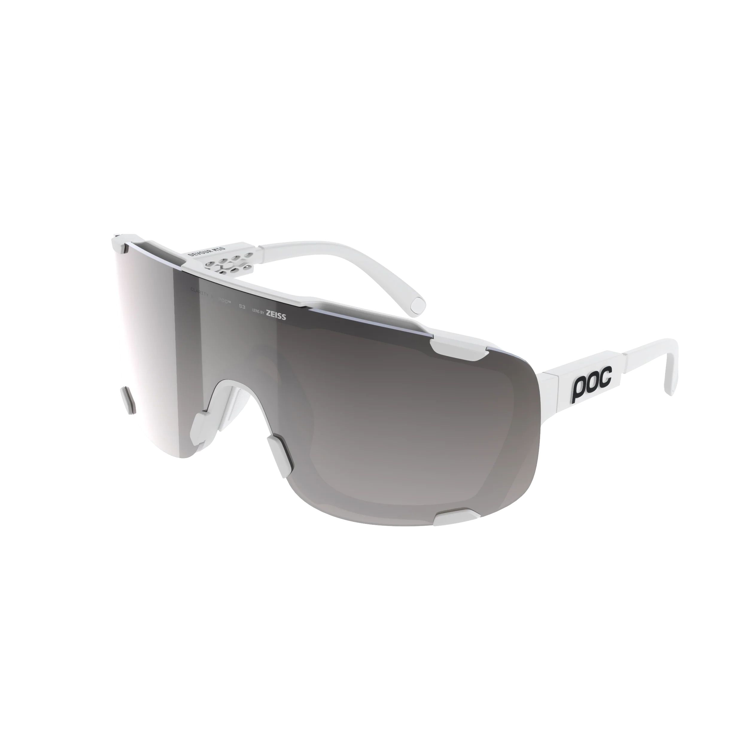 POC DEVOUR MID Sonnenbrille Weiß Clarity Road Sunny Silver Glas