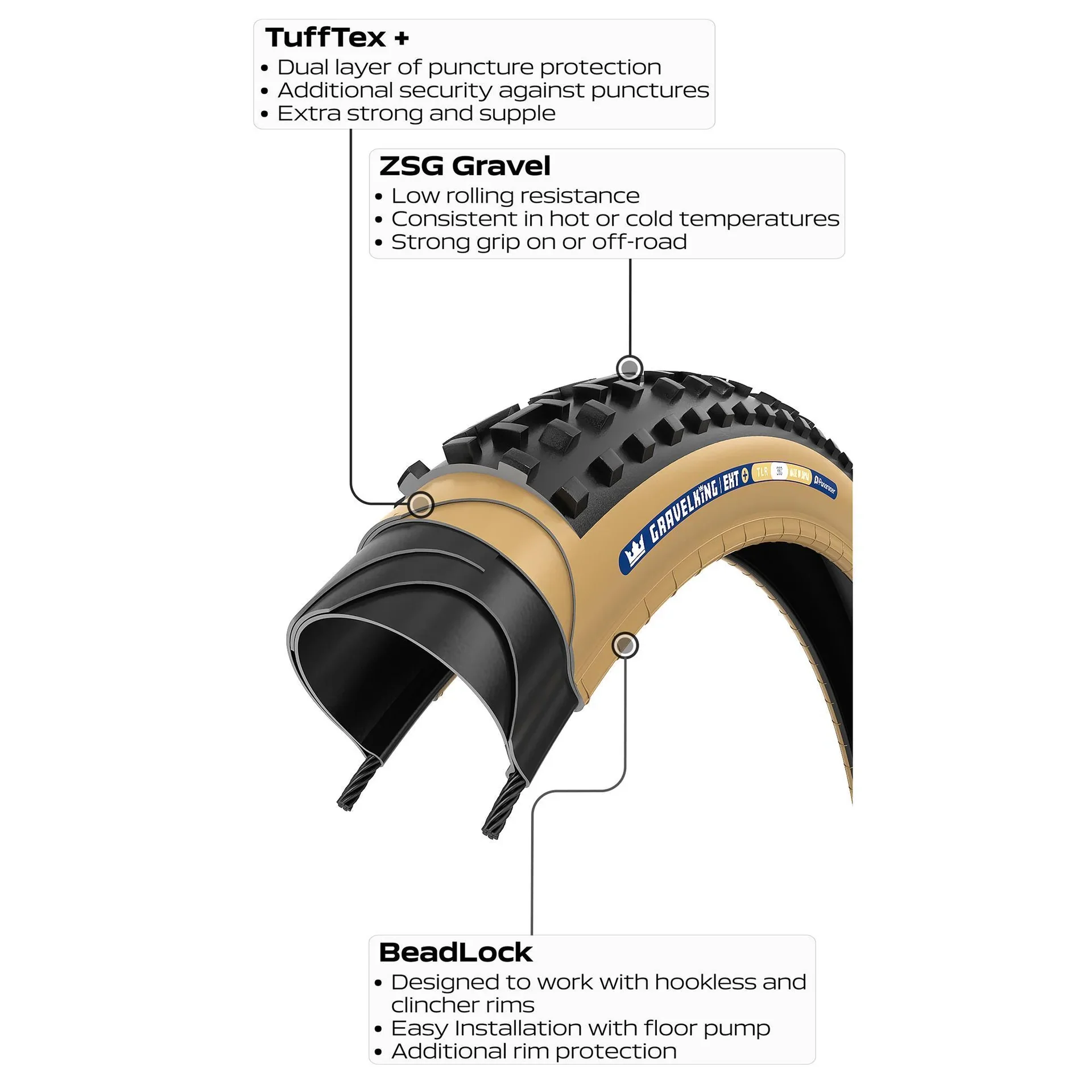Reifen PANARACER GRAVELKING EXT+ TLR 700x38c Tubeless Ready Schwarz - Image 4