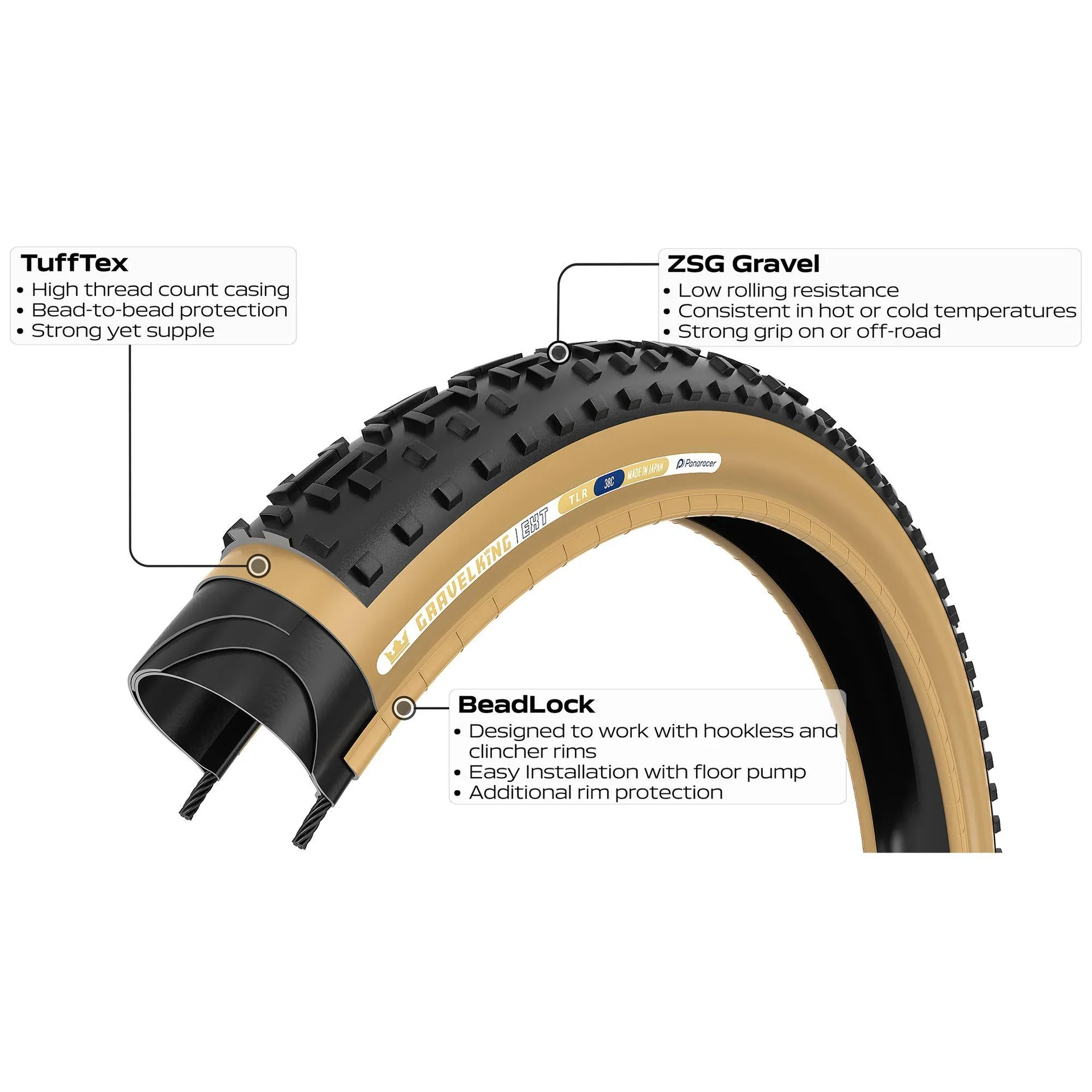 Reifen PANARACER GRAVELKING EXT TLR 700x38c Tubeless Ready Schwarz - Image 3