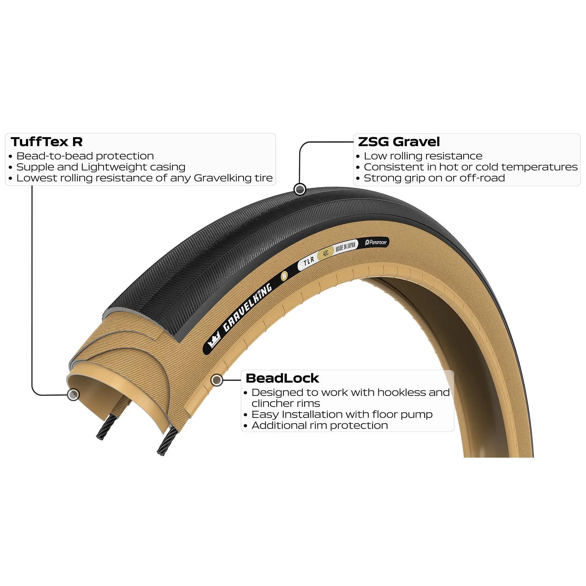 Reifen PANARACER GRAVELKING SLICK R-LINE TLR 700x35 Tubeless Ready Beige - Image 3