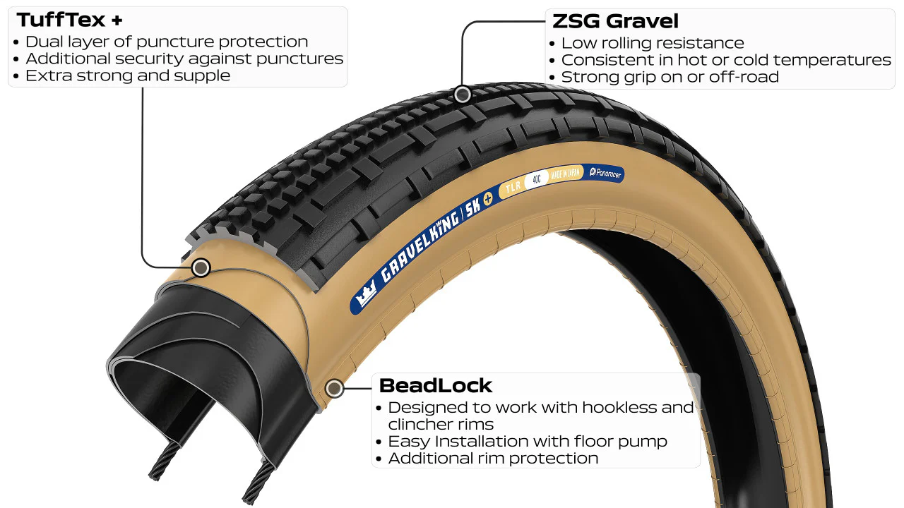 Reifen PANARACER GRAVELKING SK+ TLC 700x35c Tubeless Ready Beige - Image 3