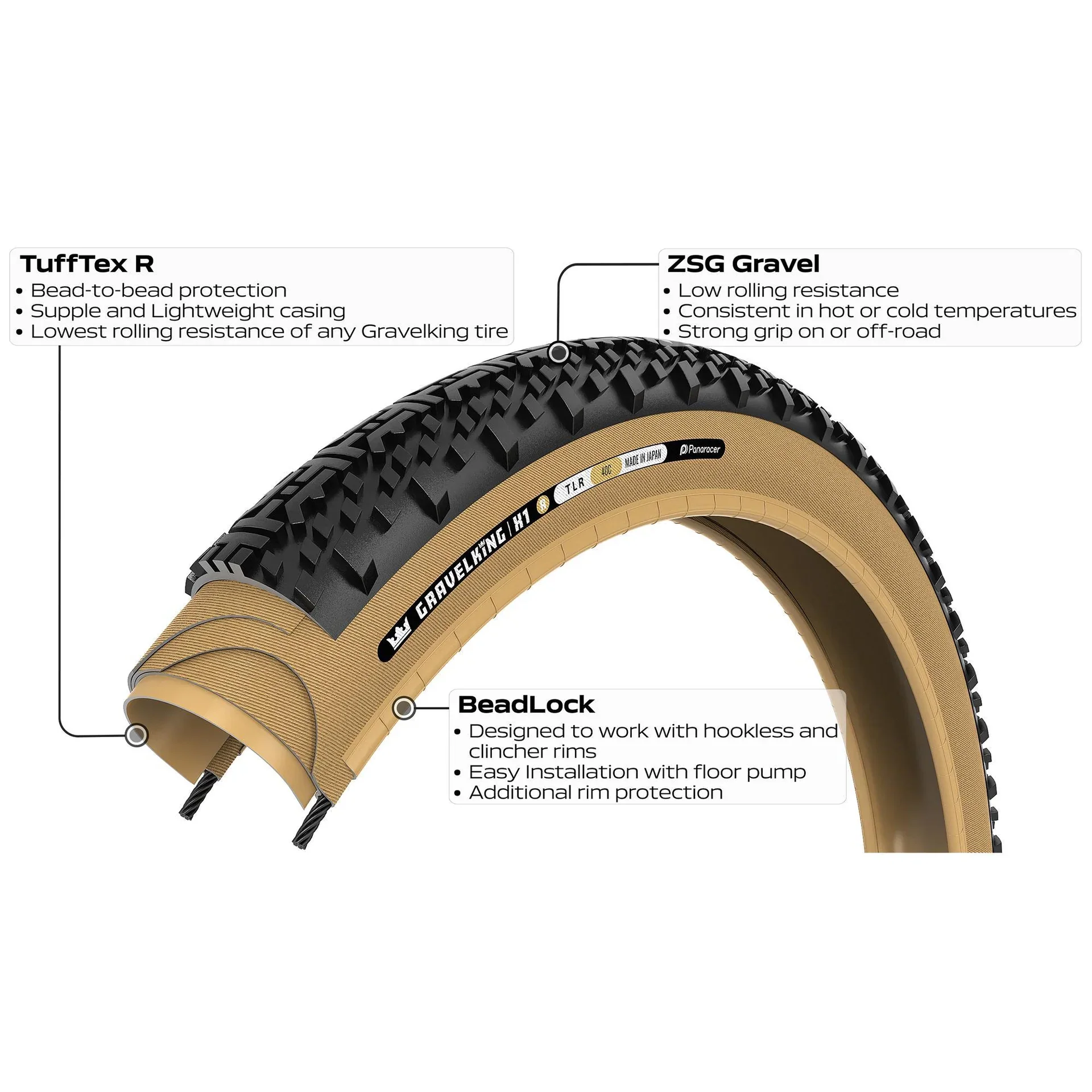 Reifen PANARACER GRAVELKING X1 R-LINE TLR 700x35c Tubeless Ready Beige - Image 3
