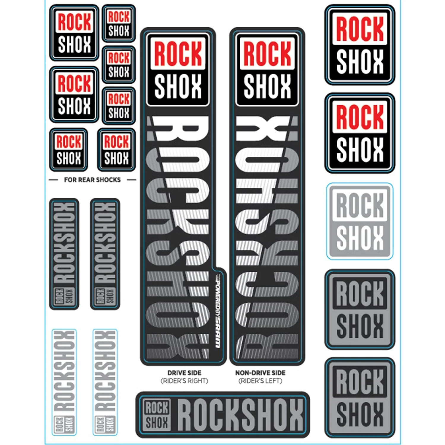 ROCKSHOX Taucher 35 mm (2018+) T-Stück Gabelaufkleber Weiß