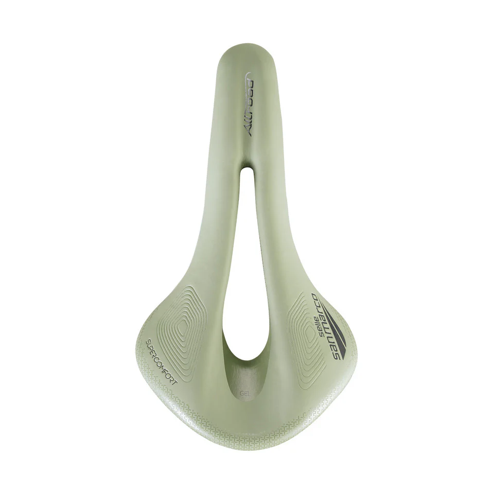 Sattel SAN MARCO ALLROAD SUPERCONFORT OPEN-FIT RACING L3 Breite 146mm Stahlschienen Xsilite Salbeigrün - Image 3