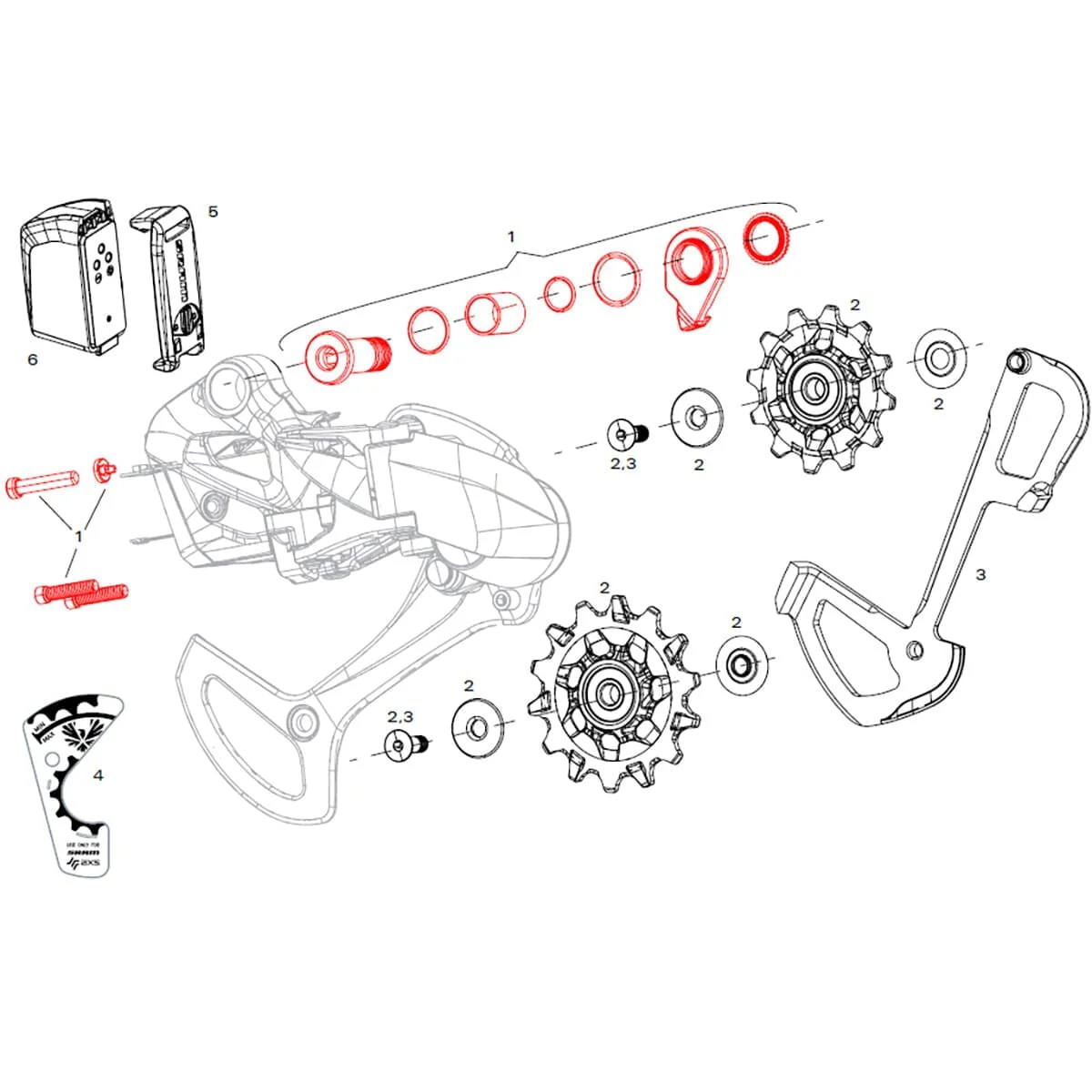 Schraubenset für SRAM XX1 Eagle AXS Umwerfer hinten #11.7518.092.000