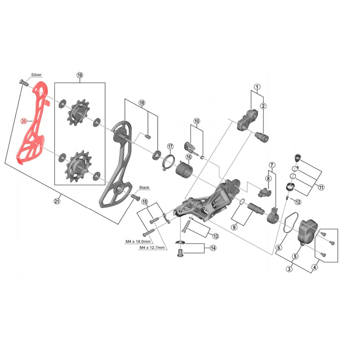 SHIMANO GRX RD-RX810 Interne hintere Schaltgabel