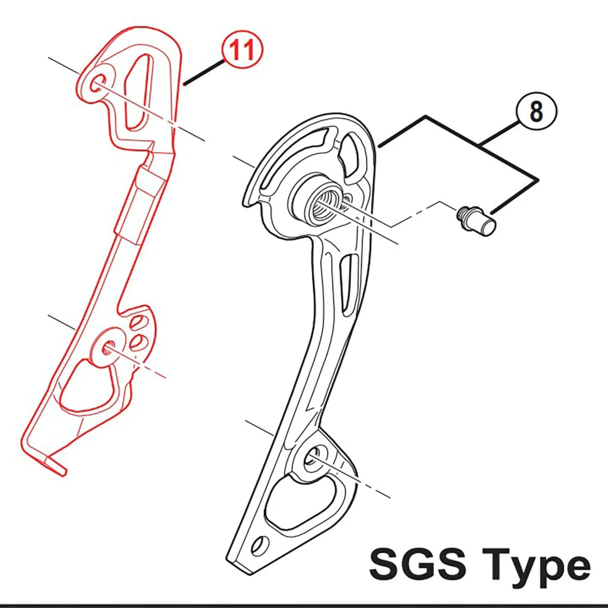 SHIMANO XTR RD-M980-SGS Interne lange Schaltgabel für den Hinterbau