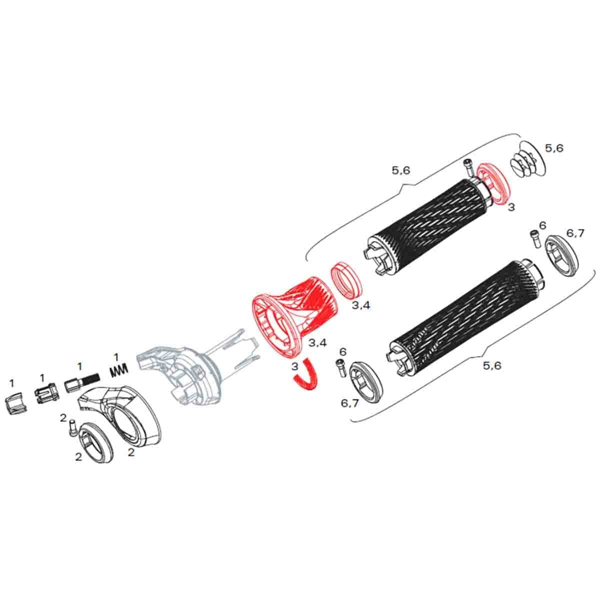 SRAM GRIP SHIFT XX / X0 #11.7018.010.000 Ersatzgriff für die vordere Geschwindigkeitssteuerung