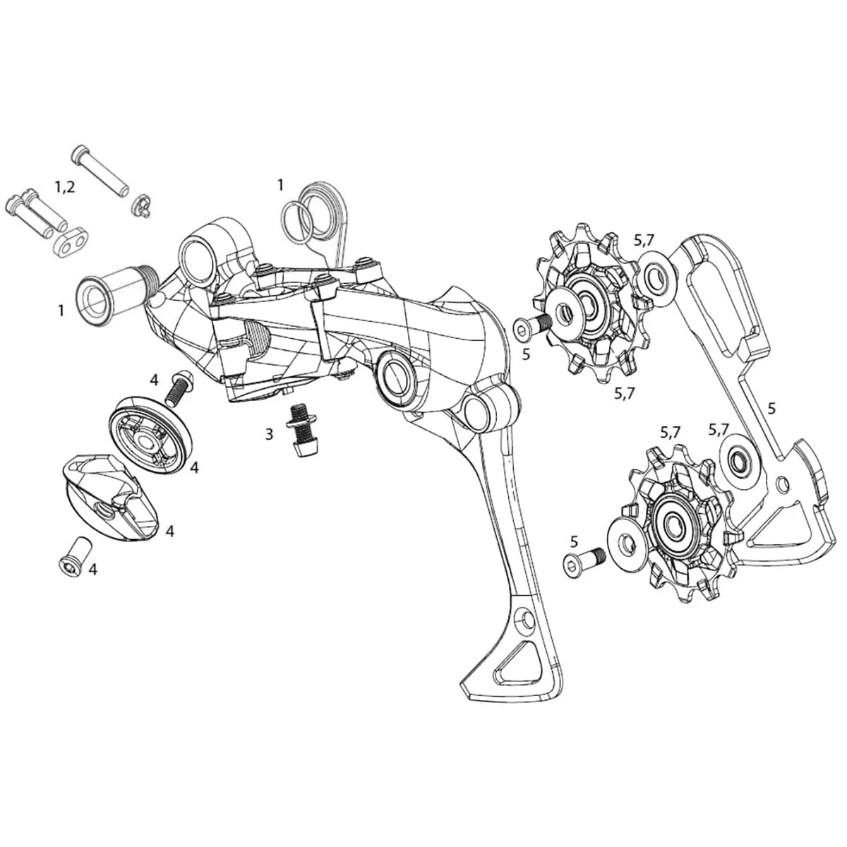 SRAM GX DH / X01DH 7V #11.7518.068.000 Schraube B und Schaltwerksanschlag für den hinteren Umwerfer