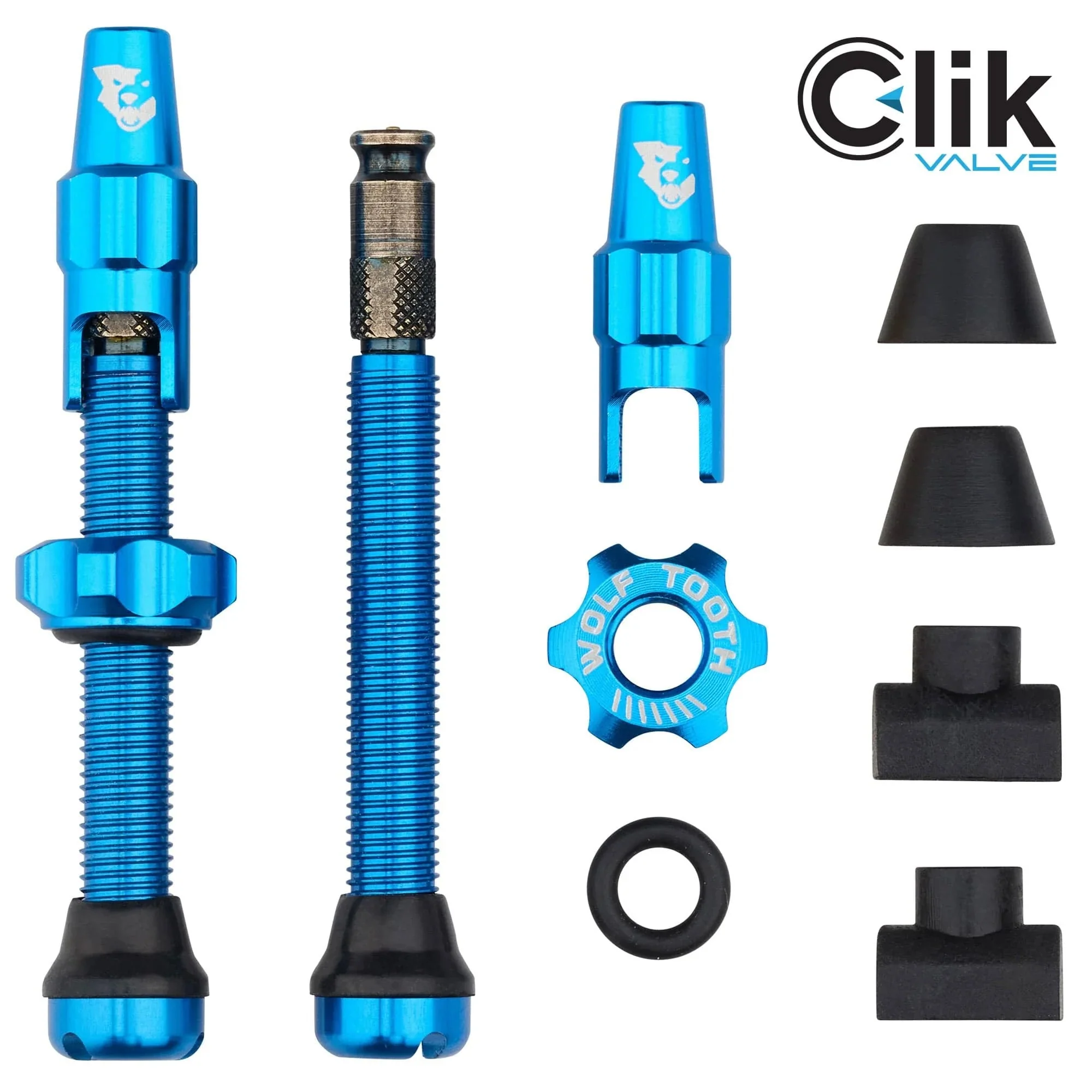 Satz von 2 Tubeless-Ventilen WOLF TOOTH CLIK VALVE Blau